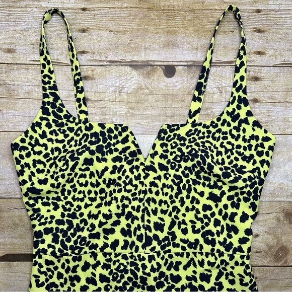 NWT LIKELY Constance Neon Yellow Leopard Print Bodycon Dress - Picture 6 of 12